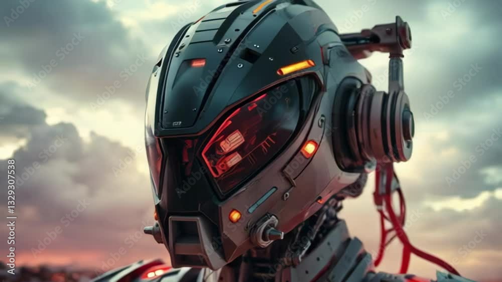 AI generated advanced high-tech futuristic helmet of sophisticated suit or the head of a robot AI generated advanced high-tech futuristic helmet of sophisticated suit or the head of a robot