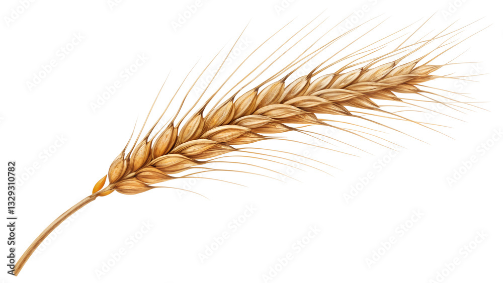Golden dried wheat stalk in minimalistic rustic style with transparent background for versatile use PNG   transparent stickers,
