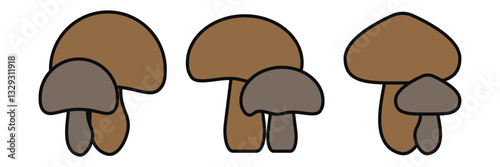 mushrooms set, silhouette collection