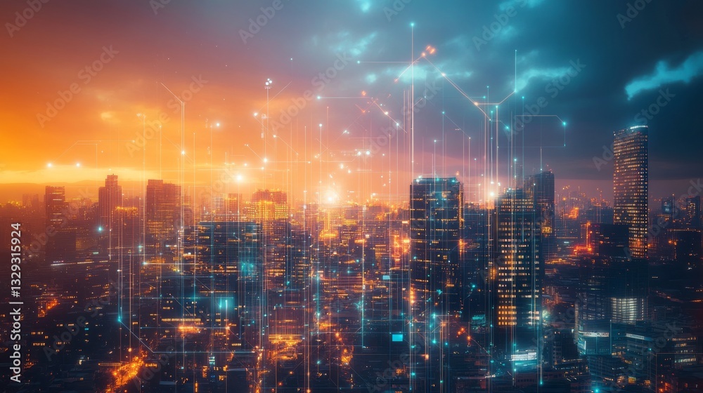 Fototapeta premium City Futuristic Image Moment Skylines Abstract Text