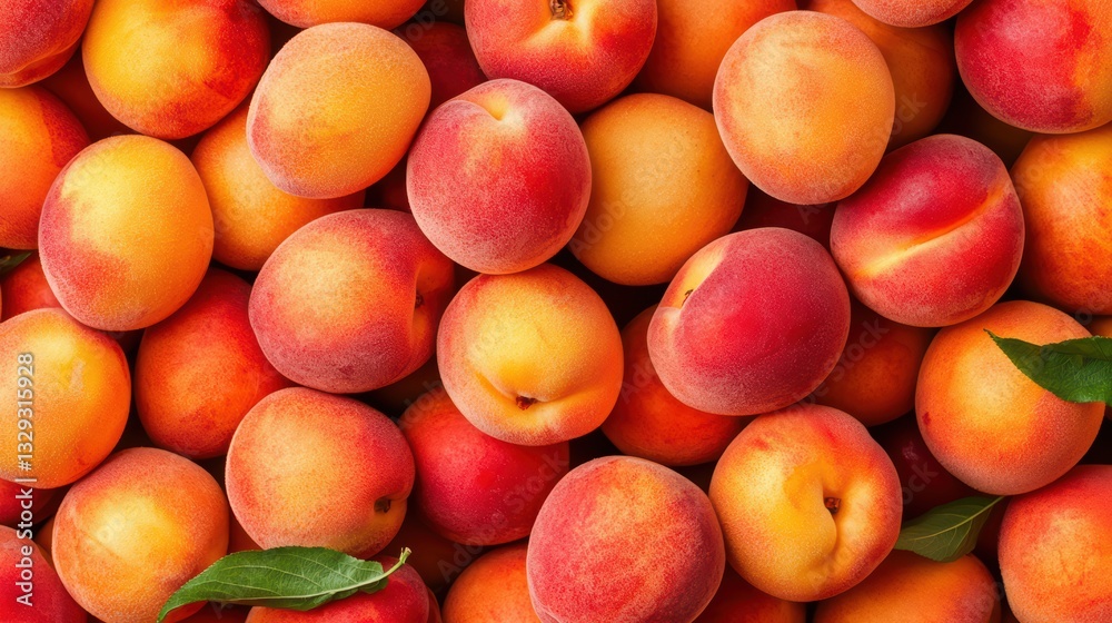 Fresh and vibrant peaches stacked together Fresh and vibrant peaches stacked together