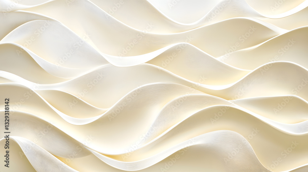 Obraz premium Soft, flowing waves of cream colored fabric create serene and elegant pattern, with gentle curves and subtle shadows enhancing texture
