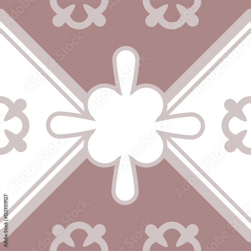 A refined tile pattern featuring crossed lines and floral details, inspired by vintage azulejo ceramics.