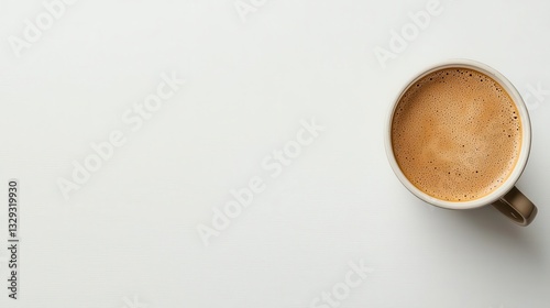 Topdown view of a coffee press French press, simple and modern design, clean white backdrop
