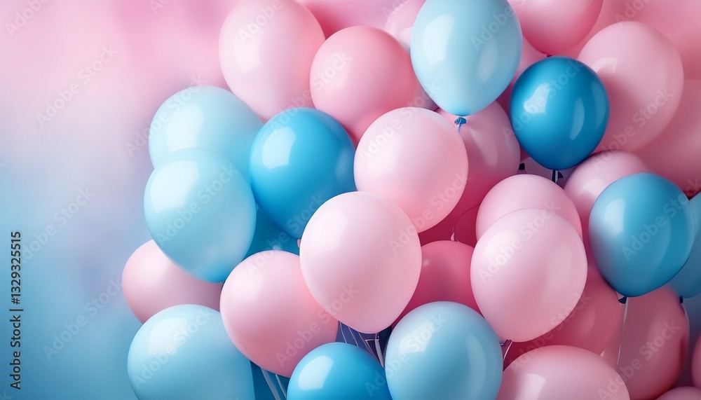 custom made wallpaper toronto digital Festive sweet pink and blue balloons background banner celebration theme