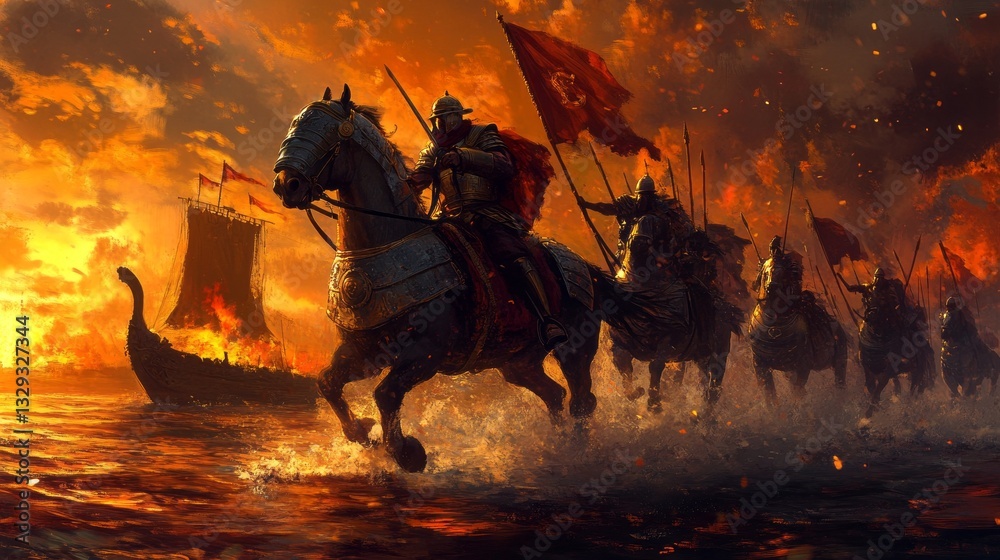 Fototapeta premium Environment Iron Horse View Roman Pounding Warship
