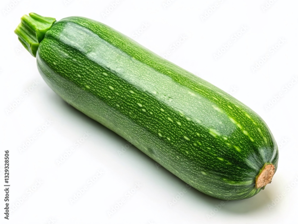 Fresh Green Zucchini Vegetable Macro Photography Isolated on White Background Fresh Green Zucchini Vegetable Macro Photography Isolated on White Background