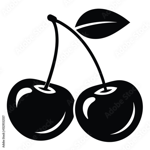 Two Red Cherries Isolated Vector Illustration on Transparent Background
