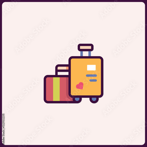 Stylized Luggage Vector Illustration Depicting Travel and Leisure Icon