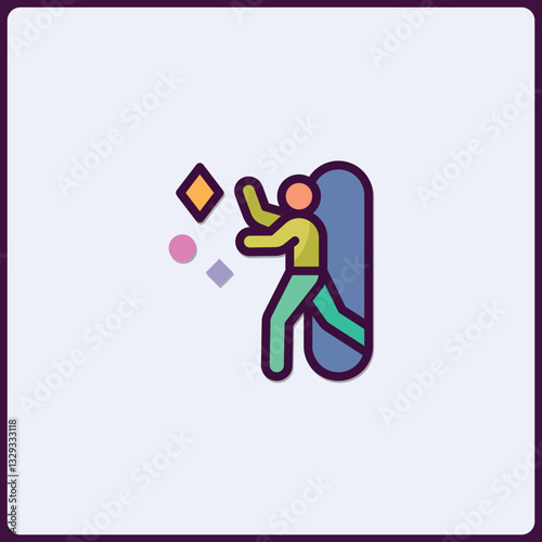 Stylized icon illustrating a person casting abstract geometric shapes or spells