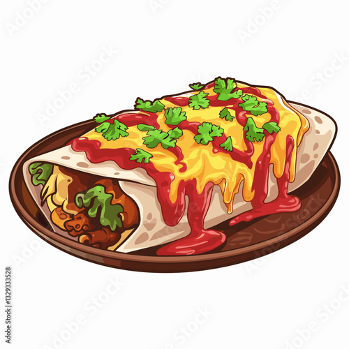Smothered Chicken Burrito with Cheese and Salsa