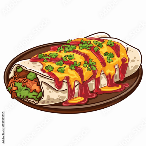 Smothered Chicken Burrito with Cheese and Salsa