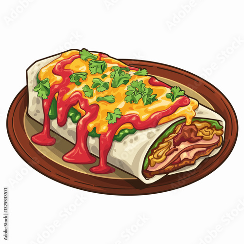 Smothered Chicken Burrito with Cheese and Salsa