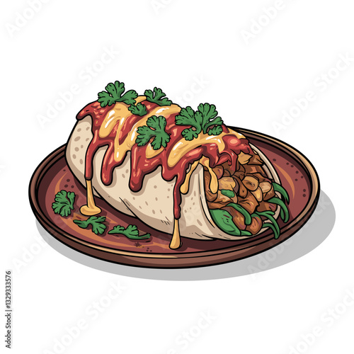 Smothered Chicken Burrito with Cheese and Salsa
