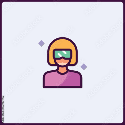 Conceptual virtual reality user interface icon with futuristic goggles design