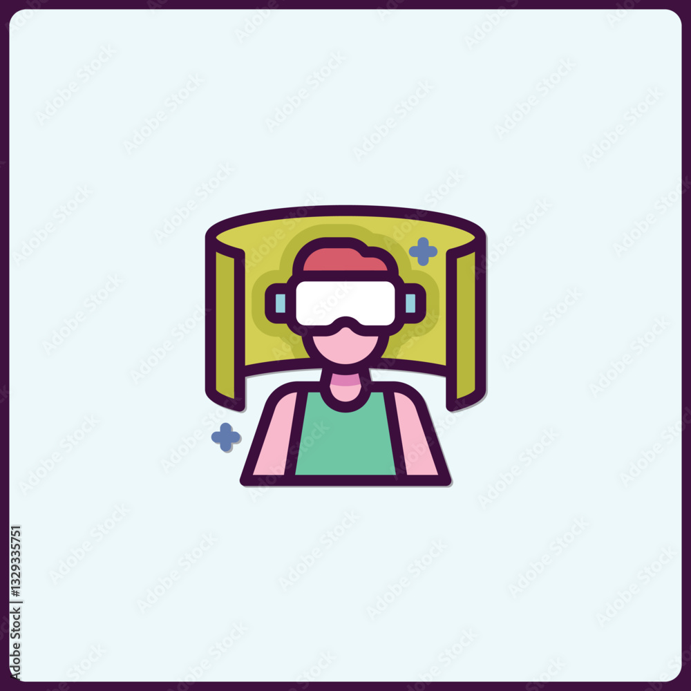 Immersive Experience with VR Headset Icon in Digital World Illustration Immersive Experience with VR Headset Icon in Digital World Illustration