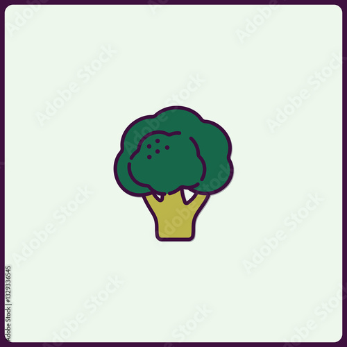 Minimalist Broccoli Icon Design with Flat Style and Clean Presentation