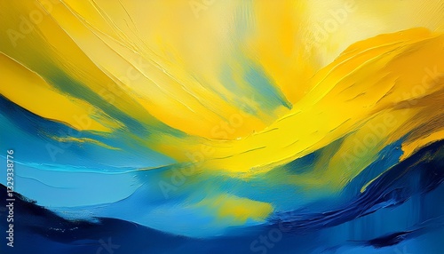 Generated image Vibrant blue and yellow abstract brush strokes create a dynamic and colorful backdrop