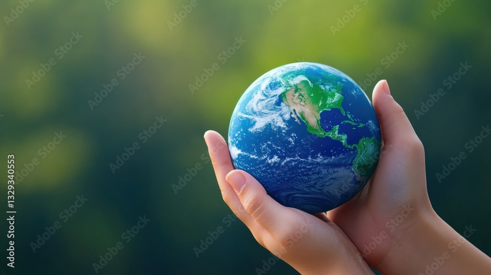 A pair of hands gently holds a small globe, symbolizing care for the planet amidst a soft, green background. A pair of hands gently holds a small globe, symbolizing care for the planet amidst a soft, green background.
