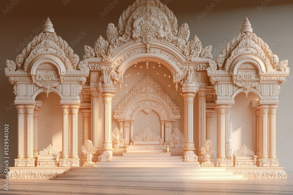 Fototapeta premium Elaborate beige structure with detailed ornamentation and architectural flourishes
