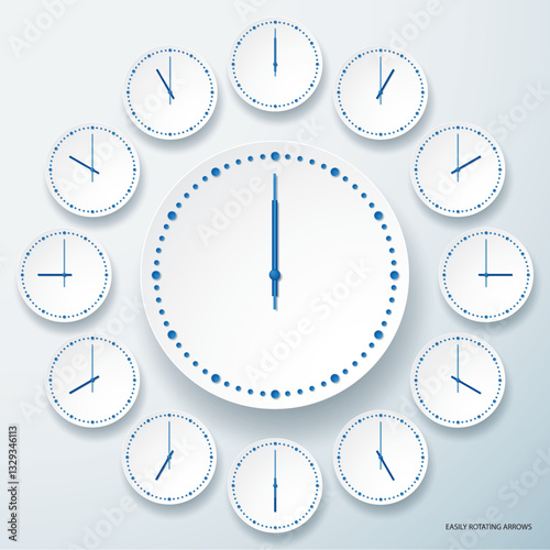 Set of round watches.