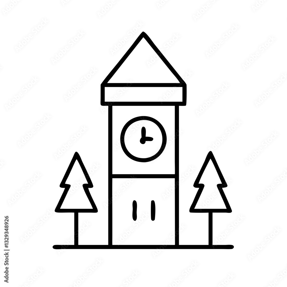 Clock Tower Vector Icon Clock Tower Vector Icon