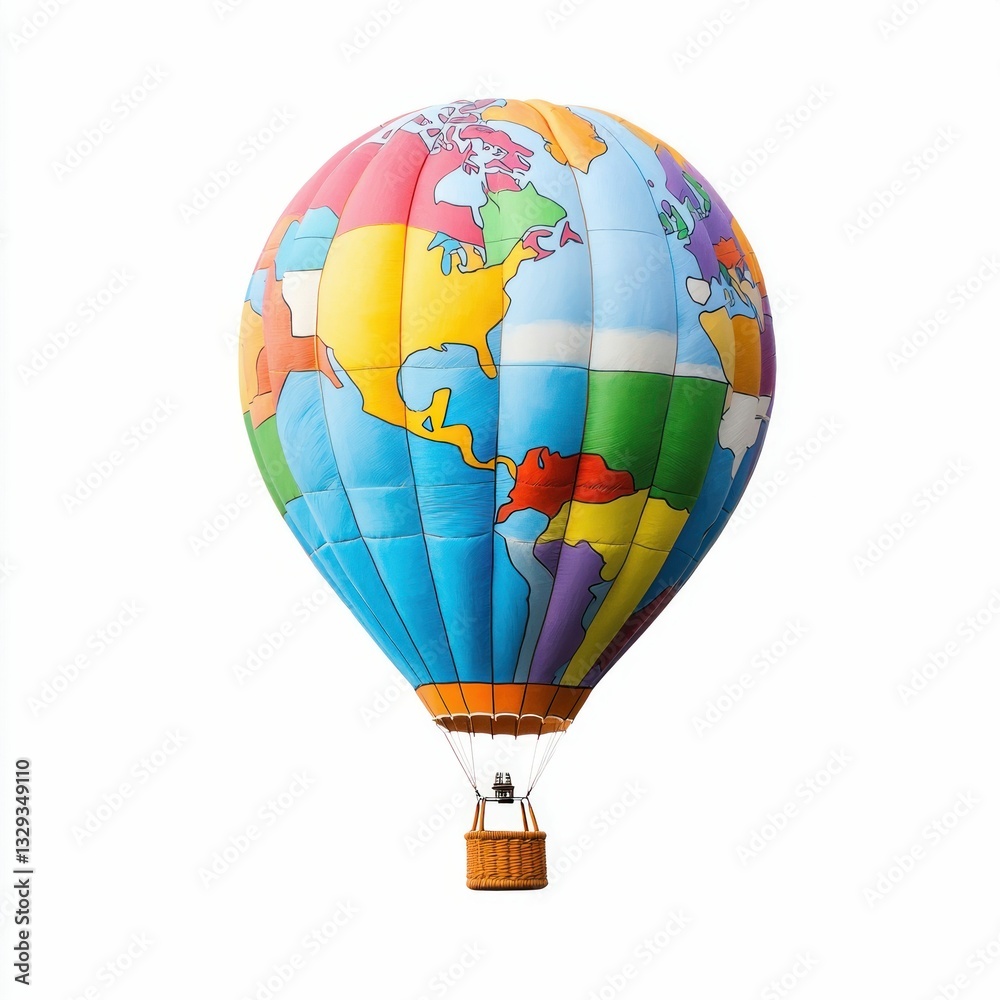 Fototapeta premium World Map Hot Air Balloon