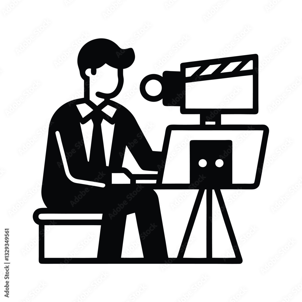 man with movie camera man with movie camera