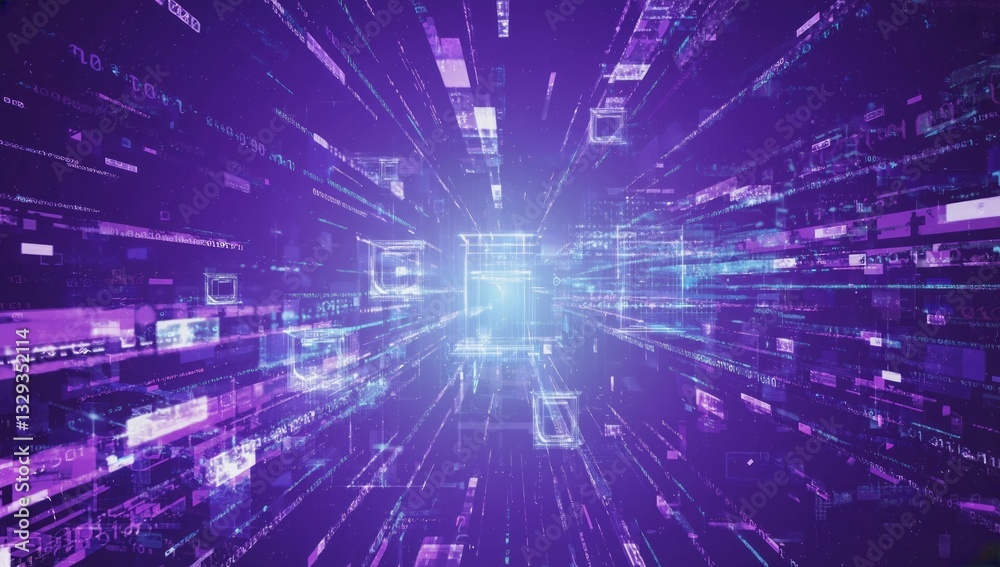 Abstract digital tunnel of data streams Abstract digital tunnel of data streams