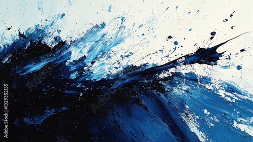 Abstract Blue Ocean Wave Painting  Textured Canvas Art