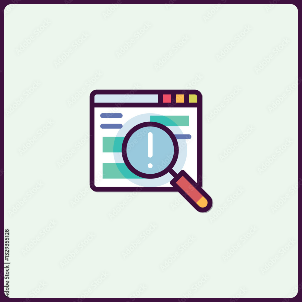 Magnifying Glass Focusing on Website Error for Detailed Analysis Concept Magnifying Glass Focusing on Website Error for Detailed Analysis Concept