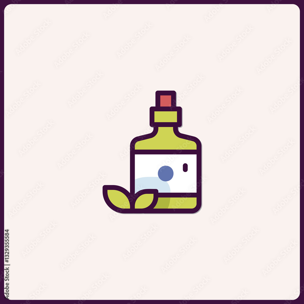 Herbal medicine icon featuring a bottle with leaves, natural therapy Herbal medicine icon featuring a bottle with leaves, natural therapy