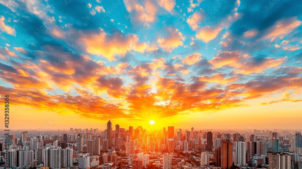 Obraz premium Sunset Cityscape Panorama