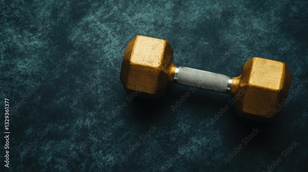 Close up view of a small dumbbell sitting on a gym floor with a minimal and functional design Close up view of a small dumbbell sitting on a gym floor with a minimal and functional design