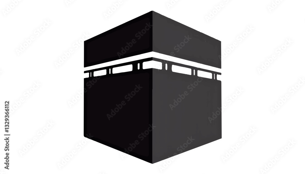 Illustration of the Kaaba in Mecca, minimalist geometric design Illustration of the Kaaba in Mecca, minimalist geometric design