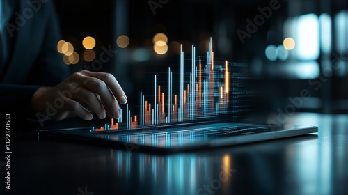 A financial analyst in a boardroom presenting a digital profit growth chart, innovation in investment strategy, corporate leadership, ultra-detailed business scenario, dynamic lighting, crisp realism