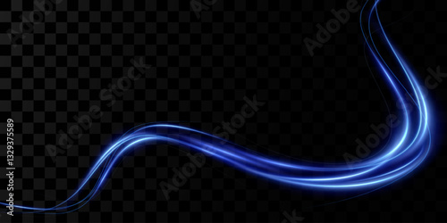Abstract lines.Neon lines of speed and fast wind. effect of moving at the speed of light. Blue glow effect. Magic shiny line. Neon. Background.	
