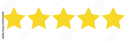 Bright yellow stars in a row showcasing decoration or rating system for review purposes