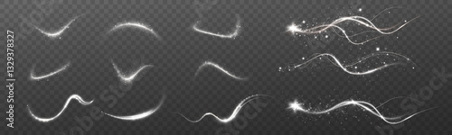 Neon whirlwind white. White line curve light effect. Abstract ring background with glowing swirling background. Energy flow tunnel. Glowing spiral.