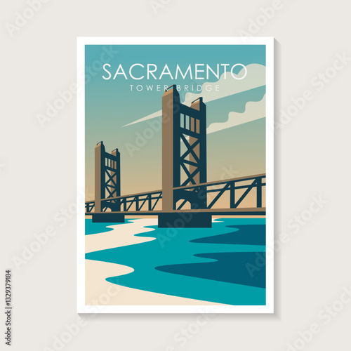 Sacramento California State Capitol poster vector illustration design