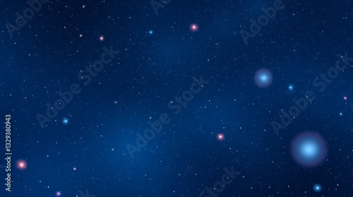 A dark blue universe with starry light and cosmic dust.