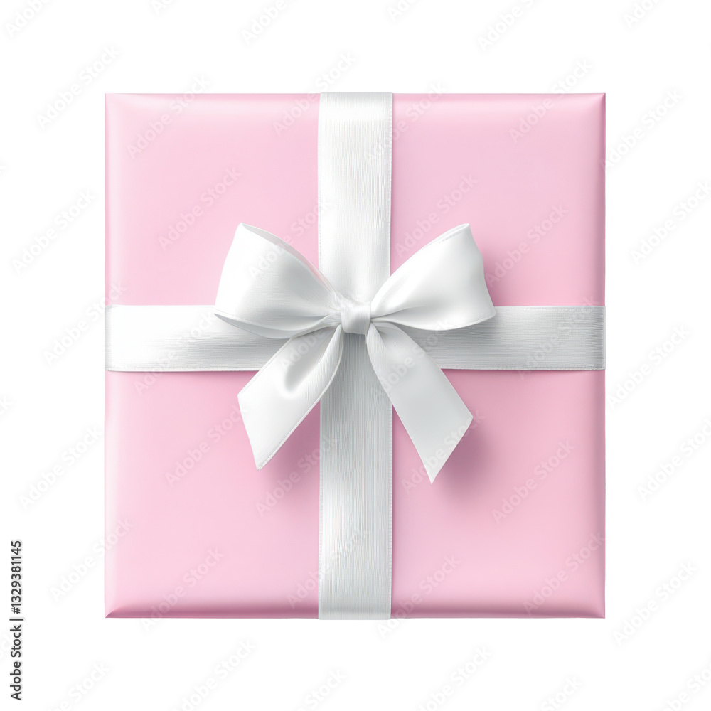 Pink Gift with White Ribbon: A perfectly wrapped gift box in a delicate pink hue, adorned with a pristine white ribbon tied in a neat bow, presents an image of elegance and anticipation. Pink Gift with White Ribbon: A perfectly wrapped gift box in a delicate pink hue, adorned with a pristine white ribbon tied in a neat bow, presents an image of elegance and anticipation.