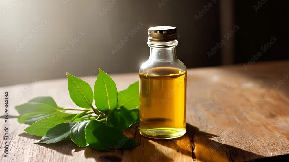 serum bottle and leaves serum bottle and leaves