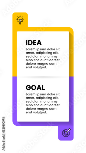 Infographic template. Vertical banner with 2 steps and icons