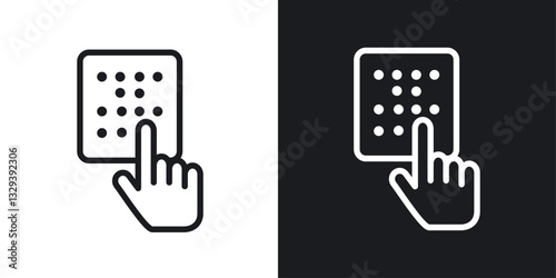 Braille vector icon set in black and white color.