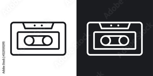 Cassette tape vector icon set in black and white color.