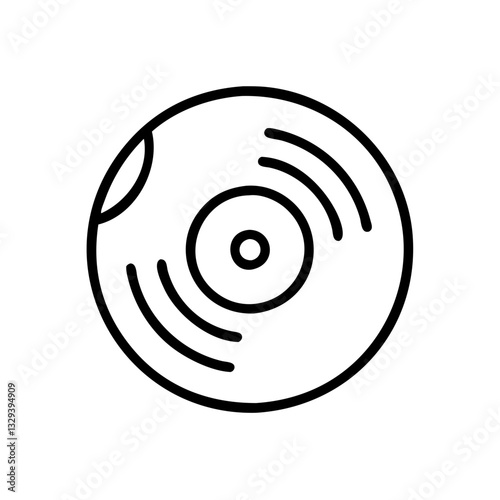 Simple vector icon of a Vinyl record in a minimalist style, featuring grooves and details for music enthusiasts