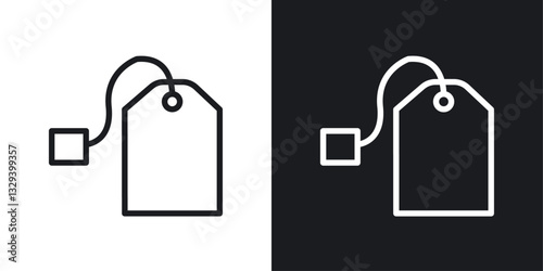 Tea bag vector icon set in black and white color.