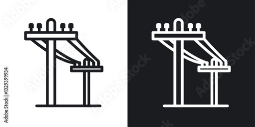 Utility pole vector icon set in black and white color.