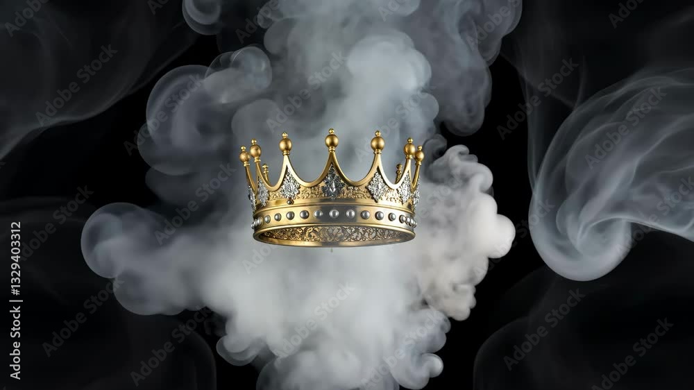 A gold crown surrounded by smoke and steam 4K